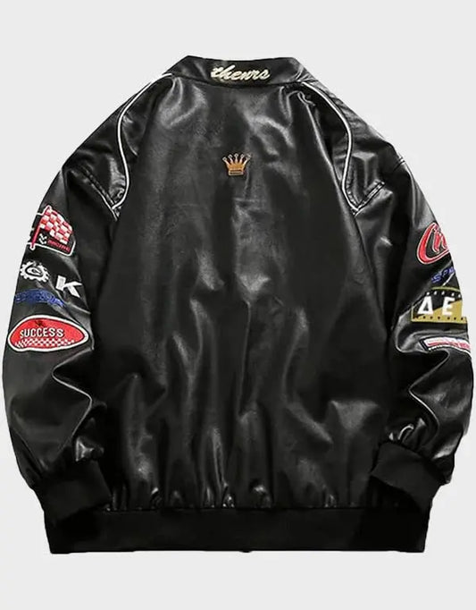 Aelfric Eden Oversized Racing Faux Leather Jacket BS Leather Jackets