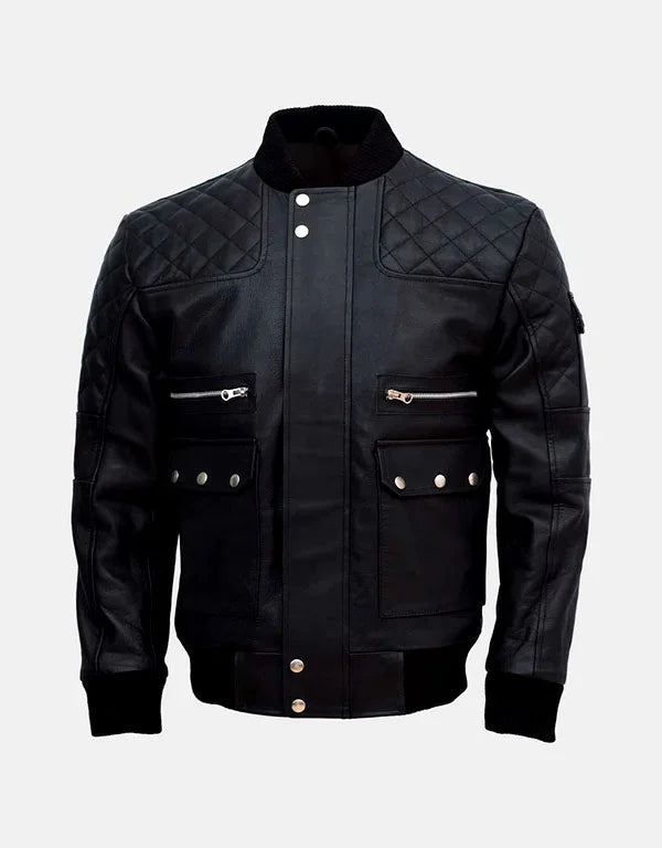 Mens Bomber Classic Leather Jacket
