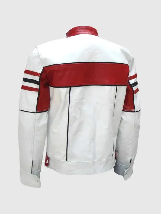 Leather Red and White Jacket BS Leather Jackets