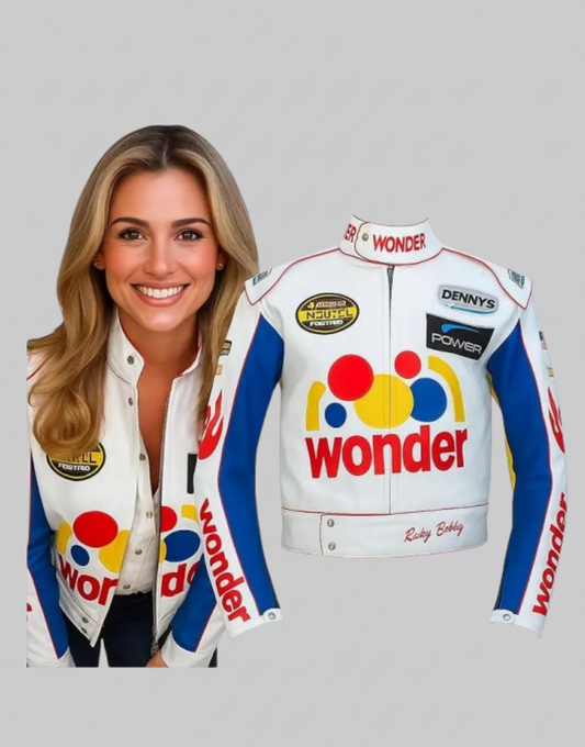 Ricky Bobby Jacket - Ricky Booby Wife Costume Women Racing Motorcycle Jacket BS Leathers Jackets