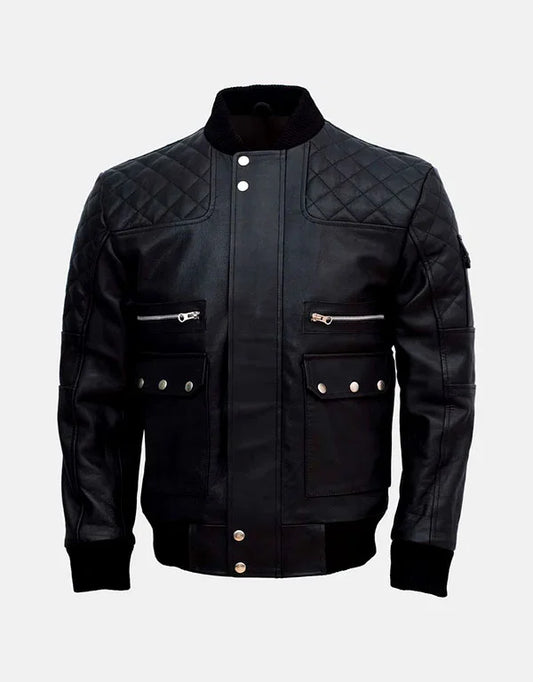 Mens Bomber Classic Leather Jacket