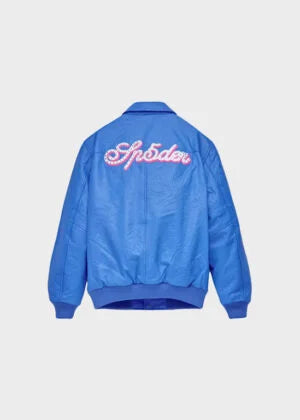 Sp5der Debossed Web Leather Jacket