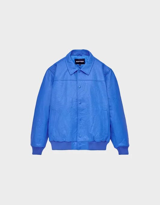 Sp5der Debossed Web Leather Jacket