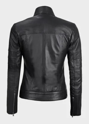 Bergamo Womens Black Cafe Racer Leather Jacket